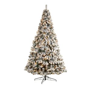 Artificial Christmas Trees | 10' Flocked West Virginia Fir Artificial Christmas Tree with 800 Warm White LED Lights and 1680 Tips Artificial Christmas Trees Artificial Christmas Trees