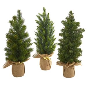 Artificial Christmas Trees | 15" Mini Cypress and Pine Artificial Christmas Tree (Set of 3) Artificial Christmas Trees Artificial Christmas Trees