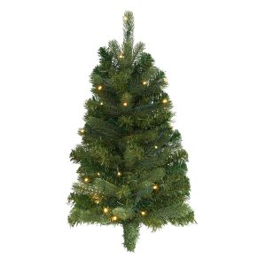 Artificial Christmas Trees | 2' Flat Back Wall Hanging Artificial Christmas Tree with 20 Clear LED Lights Green Artificial Christmas Trees Artificial Christmas Trees