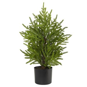 Artificial Christmas Trees | 2' Norfolk Island Pine “Natural Look" Artificial Christmas Tree in Decorative Planter Green Artificial Christmas Trees Artificial Christmas Trees