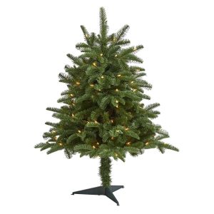 Artificial Christmas Trees | 3' South Carolina Spruce Artificial Christmas Tree with 100 White Warm Light and 458 Bendable Branches Green Artificial Christmas Trees Artificial Christmas Trees