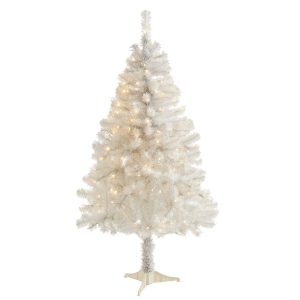 Artificial Christmas Trees | 5' White Artificial Christmas Tree with 350 Bendable Branches and 150 Clear LED Lights White Artificial Christmas Trees Artificial Christmas Trees