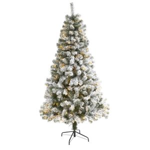 Artificial Christmas Trees | 6' Flocked West Virginia Fir Artificial Christmas Tree with 250 Clear LED Lights Artificial Christmas Trees Artificial Christmas Trees