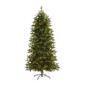 Artificial Christmas Trees | 7' Belgium Fir “Natural Look" Artificial Christmas Tree with 500 Clear LED Lights Green Artificial Christmas Trees Artificial Christmas Trees