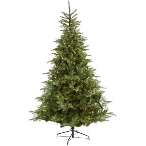 Artificial Christmas Trees | 8' North Carolina Spruce Artificial Christmas Tree with 650 Clear Lights and 1303 Bendable Branches Green Artificial Christmas Trees Artificial Christmas Trees