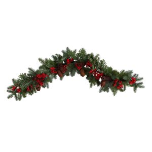 Artificial Garlands | 40" Pines, Red Berries and Pinecones Artificial Christmas Garland Artificial Garlands Artificial Garlands