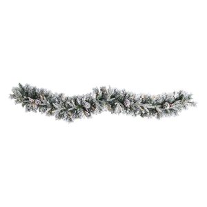 Artificial Garlands | 6' Flocked Artificial Christmas Garland with Pine Cones and 35 Warm White LED Lights Artificial Garlands Artificial Garlands