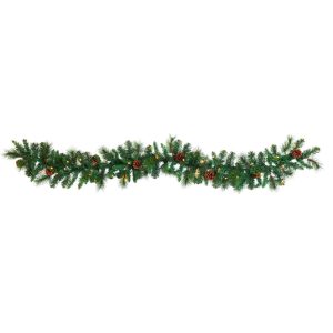 Artificial Garlands | 6' Mixed Pine and Pinecone Artificial Garland (trimmed) 35 Clear LED Lights Artificial Garlands Artificial Garlands