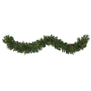 Artificial Garlands | 6' Mixed Pine and Pinecone Artificial Garland with 35 Clear LED Lights Artificial Garlands Artificial Garlands