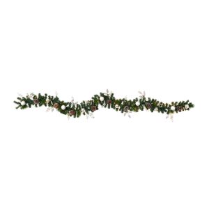 Artificial Garlands | 9' Ornament and Pinecone Artificial Christmas Garland with 50 Clear LED Lights Artificial Garlands Artificial Garlands