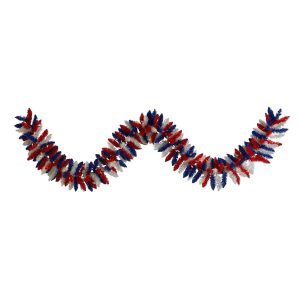 Artificial Garlands | 9' Patriotic “American Flag" Themed Artificial Garland with 50 Warm LED Lights Artificial Garlands Artificial Garlands