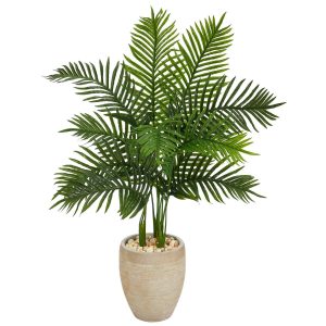 Artificial Palm Trees | 3.5' Areca Palm Artificial Tree in Sand Colored Planter (Real Touch) Artificial Palm Trees Artificial Palm Trees