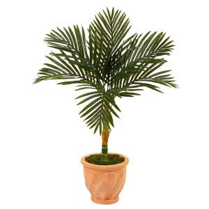 Artificial Palm Trees | 3.5’ Golden Cane Artificial Palm Tree in Terra-Cotta Planter Artificial Palm Trees Artificial Palm Trees