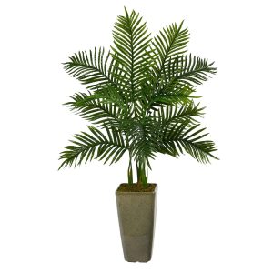 Artificial Palm Trees | 4' Areca Palm Artificial Tree in Green Planter (Real Touch) Artificial Palm Trees Artificial Palm Trees