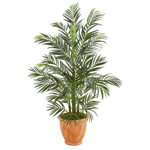 Artificial Palm Trees | 4' Areca Palm Artificial Tree in Terra-cotta Planter(Indoor/Outdoor) Artificial Palm Trees Artificial Palm Trees