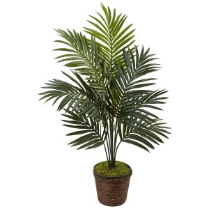 Artificial Palm Trees | 4' Kentia Palm Tree in Coiled Rope Planter Artificial Palm Trees Artificial Palm Trees