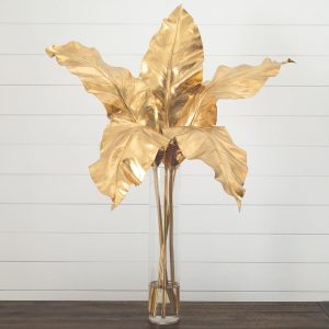 Artificial Palm Trees | 41" Artificial Golden Palm Foliage in Glass Vase Artificial Palm Trees Artificial Palm Trees