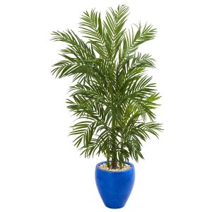 Artificial Palm Trees | 5.5' Areca Palm Artificial Tree in Blue Planter Artificial Palm Trees Artificial Palm Trees