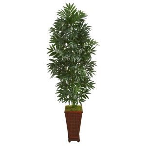 Artificial Palm Trees | 5.5' Bamboo Palm Artificial Plant in Decorative Planter Artificial Palm Trees Artificial Palm Trees