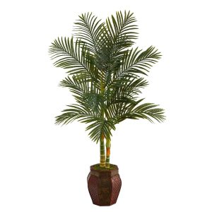 Artificial Palm Trees | 5.5’ Golden Cane Artificial Palm Tree in Decorative Planter Artificial Palm Trees Artificial Palm Trees