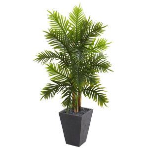 Artificial Palm Trees | 5' Areca Palm Artificial Tree in Slate Finished Planter (Real Touch) Artificial Palm Trees Artificial Palm Trees