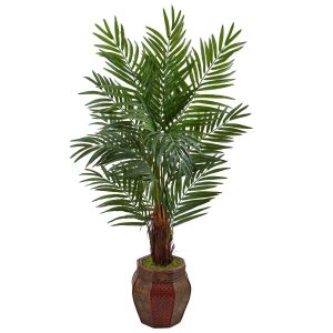 Artificial Palm Trees | 5' Areca Palm Tree in Weave Planter Artificial Palm Trees Artificial Palm Trees