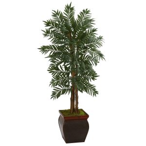 Artificial Palm Trees | 5' Parlor Palm Artificial Tree in Decorative Planter Artificial Palm Trees Artificial Palm Trees