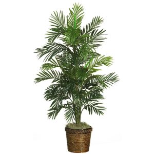 Artificial Palm Trees | 56" Areca Palm Silk Tree with Wicker Basket Artificial Palm Trees Artificial Palm Trees