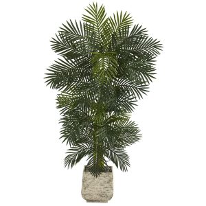 Artificial Palm Trees | 6.5' Golden Cane Artificial Palm Tree in White Planter Artificial Palm Trees Artificial Palm Trees