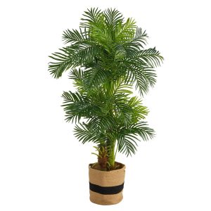 Artificial Palm Trees | 6' Hawaii Artificial Palm Tree in Handmade Natural Cotton Planter Artificial Palm Trees Artificial Palm Trees