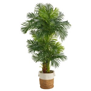 Artificial Palm Trees | 6' Hawaii Artificial Palm Tree in Handmade Natural Jute and Cotton Planter Artificial Palm Trees Artificial Palm Trees