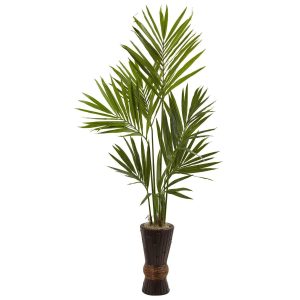 Artificial Palm Trees | 6' Kentia Tree Bamboo Planter Artificial Palm Trees Artificial Palm Trees