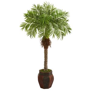 Artificial Palm Trees | 62" Robellini Palm Artificial Tree in Decorative Planter Artificial Palm Trees Artificial Palm Trees