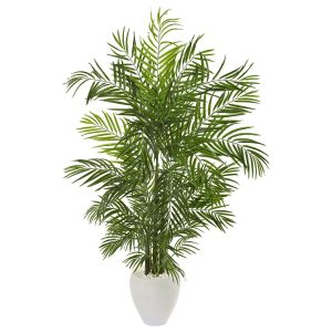 Artificial Palm Trees | 64" Areca Palm Artificial Tree in White Planter (Indoor/Outdoor) Artificial Palm Trees Artificial Palm Trees