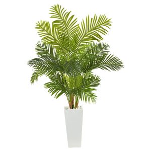 Artificial Palm Trees | 68" Hawaii Palm Artificial Tree in Tall White Planter Artificial Palm Trees Artificial Palm Trees