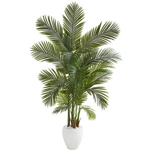 Artificial Palm Trees | 69" Areca Palm Artificial Tree in White Planter Artificial Palm Trees Artificial Palm Trees