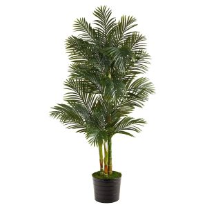 Artificial Palm Trees | 6’ Golden Cane Artificial Palm Tree in Black Tin Planter Artificial Palm Trees Artificial Palm Trees