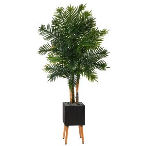 Artificial Palm Trees | 70" Areca Palm Artificial Tree in Black Planter with Stand Artificial Palm Trees Artificial Palm Trees