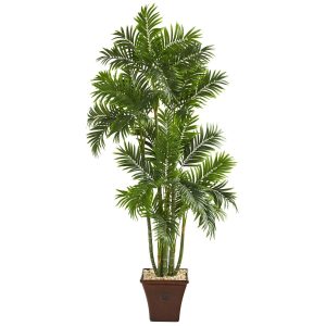 Artificial Palm Trees | 71" Areca Palm Artificial Tree in Brown Planter Artificial Palm Trees Artificial Palm Trees