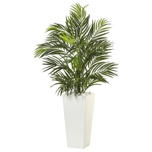 Artificial Palm Trees | Areca Palm in White Square Planter UV Safe Artificial Palm Trees Artificial Palm Trees