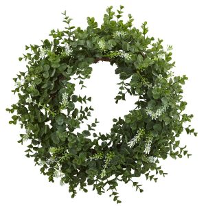 Artificial Wreaths | 18" Eucalyptus Double Ring Wreath Twig Base Artificial Wreaths Artificial Wreaths