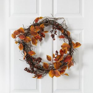 Artificial Wreaths | 19" Harvest Leaf, Berriesand Twig Artificial Wreath Artificial Wreaths Artificial Wreaths