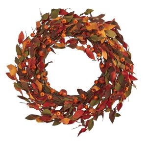 Artificial Wreaths | 20" Harvest Leaf and Mini Pumpkin Artificial Wreath Artificial Wreaths Artificial Wreaths