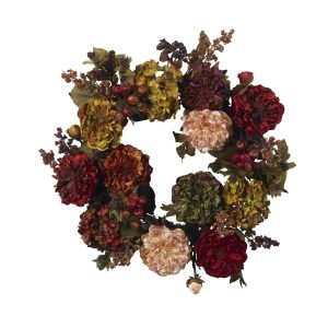 Artificial Wreaths | 22" Autumn Hydrangea Peony Wreath" Artificial Wreaths Artificial Wreaths