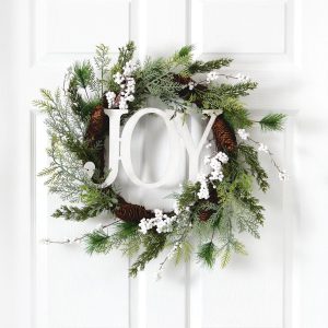 Artificial Wreaths | 24" Christmas Joy Greenery Holiday Artificial Wreath Artificial Wreaths Artificial Wreaths