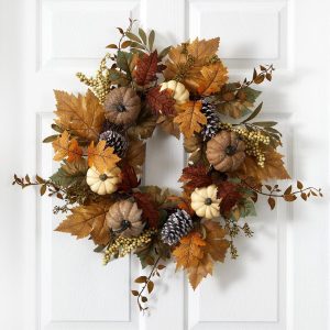 Artificial Wreaths | 24" Fall Pumpkins, Pine Cones and Berries Artificial Wreath Artificial Wreaths Artificial Wreaths