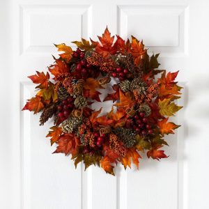 Artificial Wreaths | 24" Maple and Berry Wreath Artificial Wreaths Artificial Wreaths