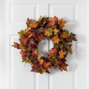 Artificial Wreaths | 24" Maple Pine Cone Wreath Artificial Wreaths Artificial Wreaths