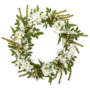 Artificial Wreaths | 24" White Mixed Floral Artificial Wreath Artificial Wreaths Artificial Wreaths