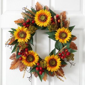 Artificial Wreaths | 27" Sunflower Berry Artificial Wreath Artificial Wreaths Artificial Wreaths